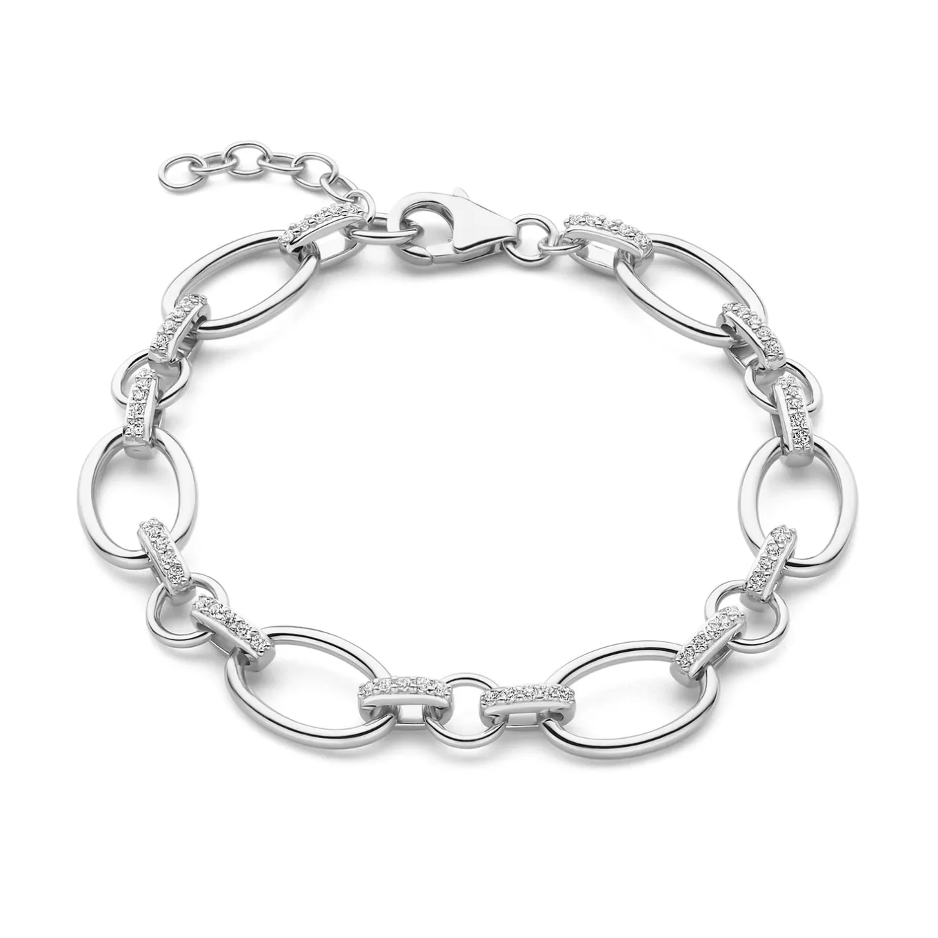 bibbiena_poppi_clara__ste_0-1.webp Bibbiena Poppi Clara 925 sterling zilver Schakelarmband  met zirkonia stenen