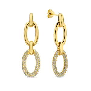 Bibbiena Poppi Clara 925 sterling zilver gold plated Oorhangers met zirkonia stenen