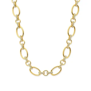 Bibbiena Poppi Clara 925 sterling zilver gold plated Schakelketting met zirkonia stenen