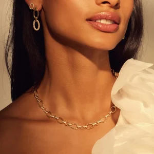 Bibbiena Poppi Clara 925 sterling zilver gold plated Schakelketting met zirkonia stenen