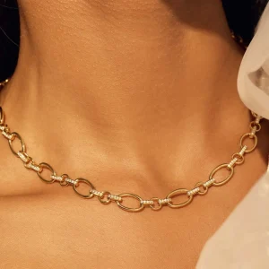 Bibbiena Poppi Clara 925 sterling zilver gold plated Schakelketting met zirkonia stenen