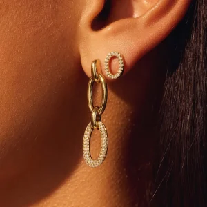 Bibbiena Poppi Clara 925 sterling zilver gold plated Oorknoppen met zirkonia stenen