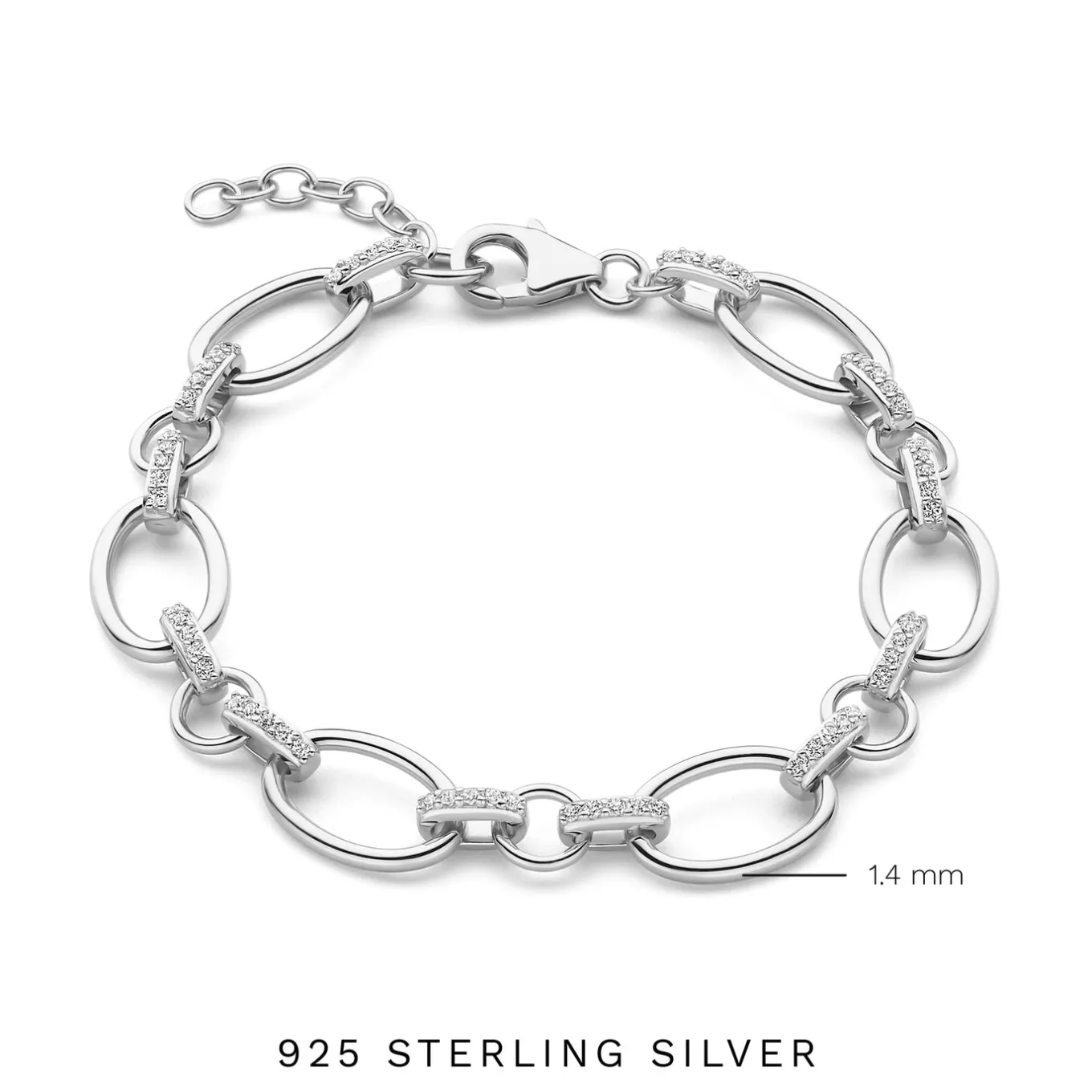 bibbiena_poppi_clara__ste_3-1.webp Bibbiena Poppi Clara 925 sterling zilver Schakelarmband  met zirkonia stenen
