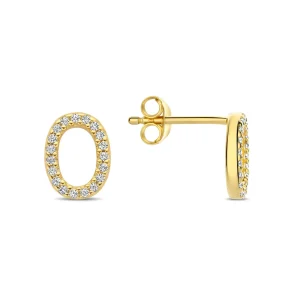 Bibbiena Poppi Clara 925 sterling zilver gold plated Oorknoppen met zirkonia stenen