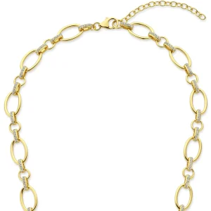 Bibbiena Poppi Clara 925 sterling zilver gold plated Schakelketting met zirkonia stenen