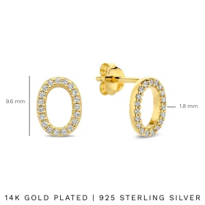 Bibbiena Poppi Clara 925 sterling zilver gold plated Oorknoppen met zirkonia stenen