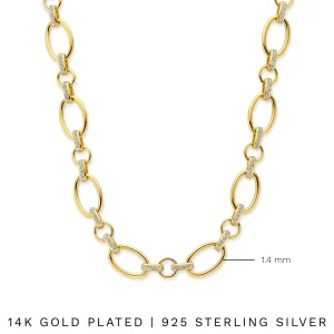 Bibbiena Poppi Clara 925 sterling zilver gold plated Schakelketting met zirkonia stenen