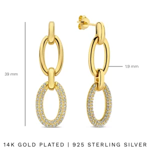 Bibbiena Poppi Clara 925 sterling zilver gold plated Oorhangers met zirkonia stenen