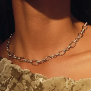 Bibbiena Poppi Clara te 925 sterling zilver Schakelketting met zirkonia stenen