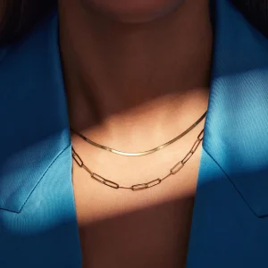 Bibbiena Poppi Felice 925 sterling zilveren gold plated schakel ketting