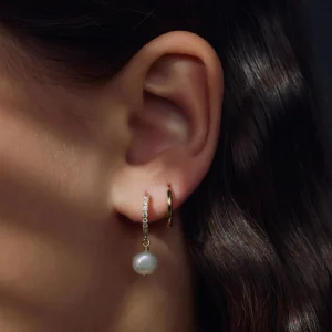 Brioso Cortona Bella 925 sterling zilveren gold plated oorringen met zoetwaterparel