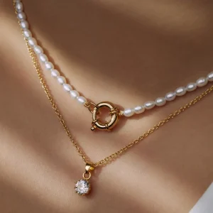 Brioso Cortona Bella 925 sterling zilveren gold plated parel ketting