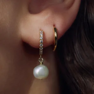 Brioso Cortona Bella 925 sterling zilveren gold plated oorringen met zoetwaterparel