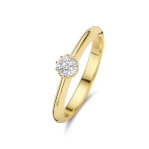 Cento Luci Mila 925 sterling zilver gold plated ring met zirkonia steen