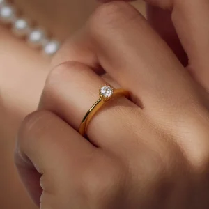 Cento Luci Mila 925 sterling zilver gold plated ring met zirkonia steen