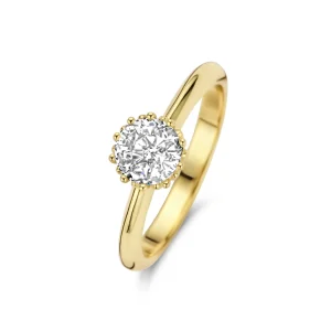 Cento Luci Rosia 925 sterling zilver gold plated ring met zirkonia steen