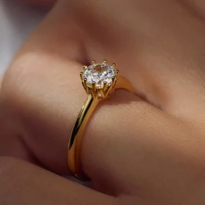 Cento Luci Rosia 925 sterling zilver gold plated ring met zirkonia steen