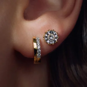 Cento Luci Rosia 925 sterling zilver gold plated Oorknoppen met zirkonia steen