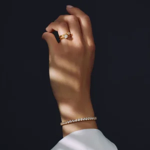 Cento Luci Rosia 925 sterling zilver gold plated ring met zirkonia steen