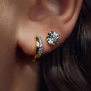 Cento Luci Rosia 925 sterling zilver gold plated Oorknoppen met zirkonia steen