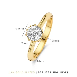 Cento Luci Rosia 925 sterling zilver gold plated ring met zirkonia steen