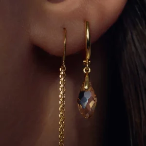 La Sirena Ombrone 925 sterling zilver gold plated Oorhangers met 14 karaat gouden plating