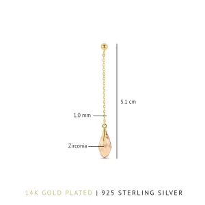 La Sirena Ombrone 925 sterling zilver gold plated Oorhangers met 14 karaat gouden plating