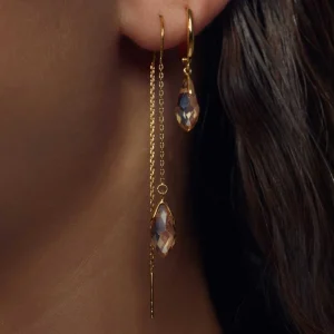 La Sirena Ombrone 925 sterling zilver gold plated Oorhangers met 14 karaat gouden plating