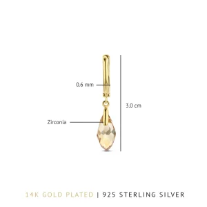 La Sirena Ombrone 925 sterling zilver gold plated Oorhangers met 14 karaat gouden plating