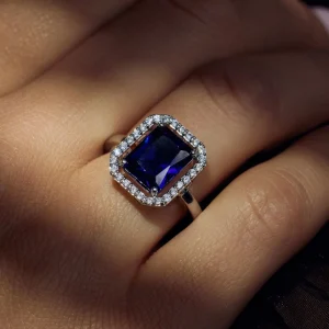 Mia Colore Azure 925 sterling zilveren ring met blauwe zirkonia steen