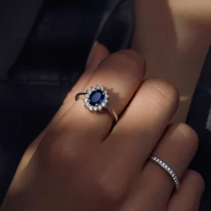 Mia Colore Azure 925 sterling zilveren ring met blauwe zirkonia steen