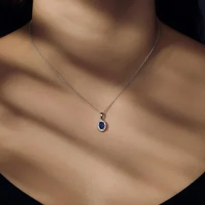 Mia Colore Azure 925 sterling zilver Ketting met blauwe zirkonia steen