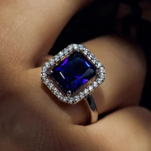 Mia Colore Azure 925 sterling zilveren ring met blauwe zirkonia steen