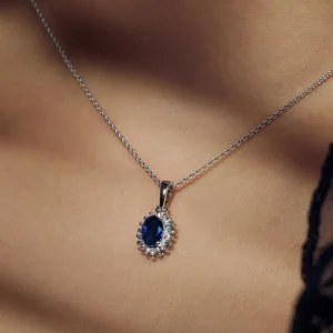 Mia Colore Azure 925 sterling zilver Ketting met blauwe zirkonia steen