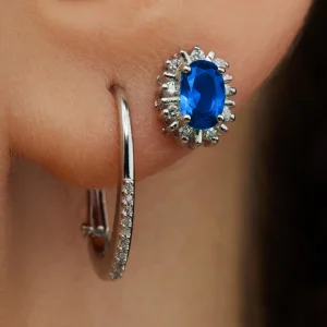 Mia Colore Azure 925 sterling zilver Oorknoppen met blauwe zirkonia steen