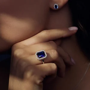 Mia Colore Azure 925 sterling zilveren ring met blauwe zirkonia steen