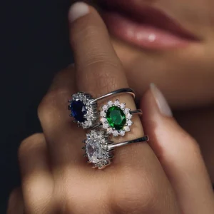 Mia Colore Azure 925 sterling zilveren ring met blauwe zirkonia steen