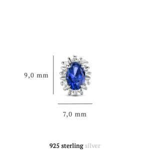 Mia Colore Azure 925 sterling zilver Oorknoppen met blauwe zirkonia steen
