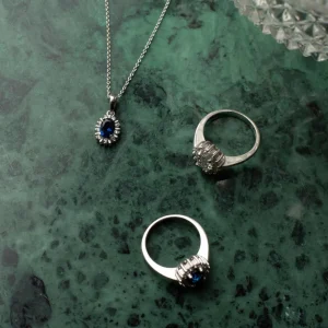 Mia Colore Azure 925 sterling zilver Ketting met blauwe zirkonia steen
