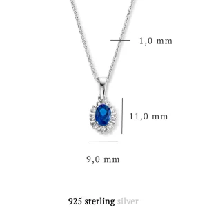 Mia Colore Azure 925 sterling zilver Ketting met blauwe zirkonia steen