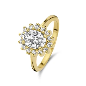 Mia Colore Bianca 925 sterling zilver gold plated ring met zirkonia steen