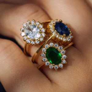 Mia Colore Bianca 925 sterling zilver gold plated ring met zirkonia steen