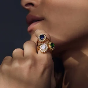 Mia Colore Bianca 925 sterling zilver gold plated ring met zirkonia steen