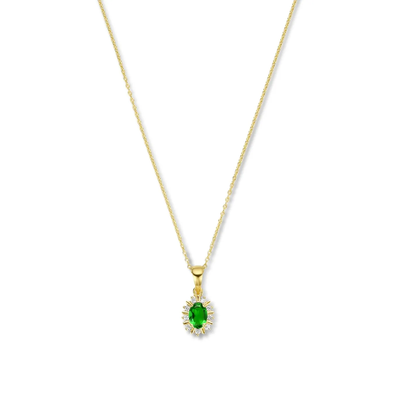 mia_colore_verdi__sterlin_0-1.webp Mia Colore Verdi 925 sterling zilver gold plated Ketting met groene zirkonia steen