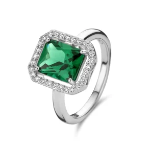 Mia Colore Verdi 925 sterling zilveren ring met groene zirkonia steen