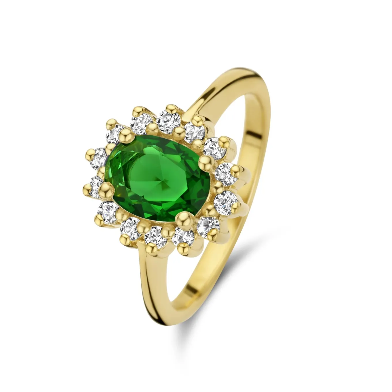 mia_colore_verdi__sterlin_0-4.webp Mia Colore Verdi 925 sterling zilver gold plated ring met groene zirkonia steen