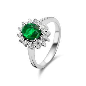 Mia Colore Verdi 925 sterling zilveren ring met groene zirkonia steen