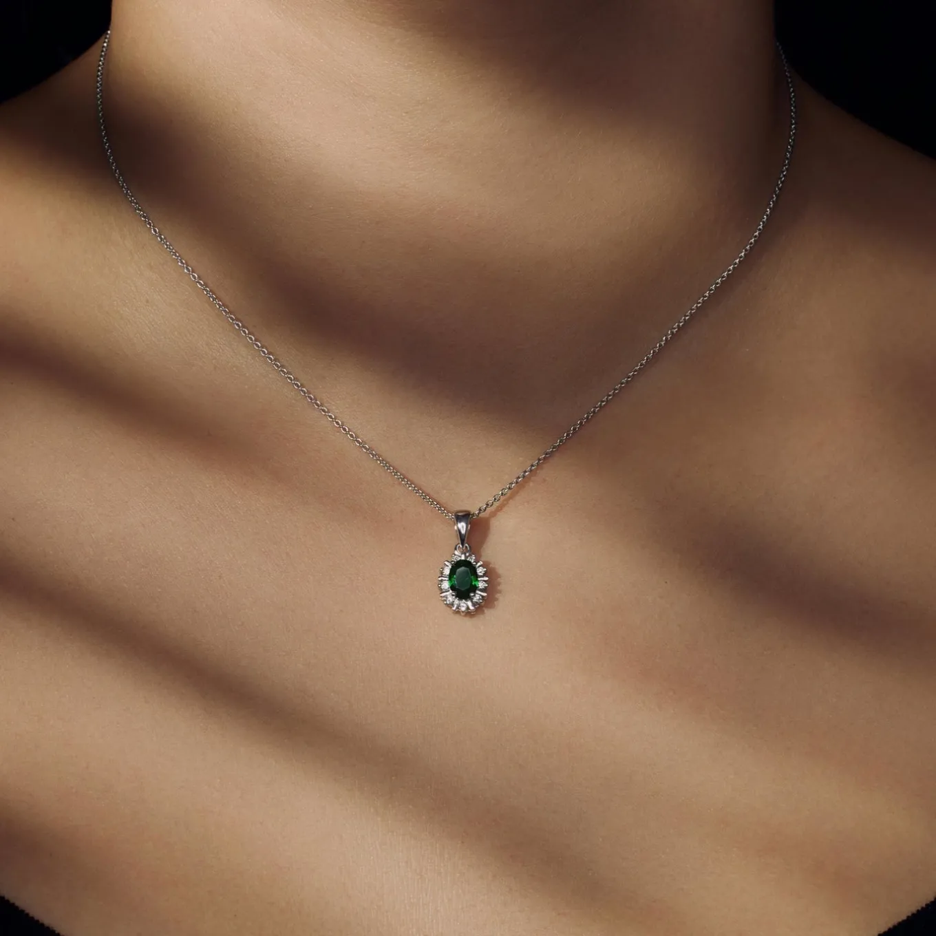 Mia Colore Verdi 925 sterling zilver Ketting met groene zirkonia steen