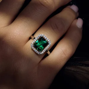 Mia Colore Verdi 925 sterling zilveren ring met groene zirkonia steen