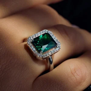 Mia Colore Verdi 925 sterling zilveren ring met groene zirkonia steen